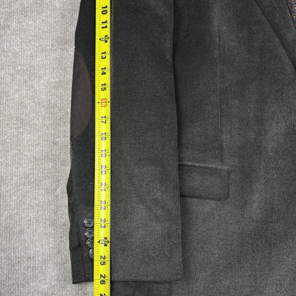 CHAPS Sport Coat Blazer Mens 48R Gray Elbow Patch Cotton Stretch - Picture 3 of 10